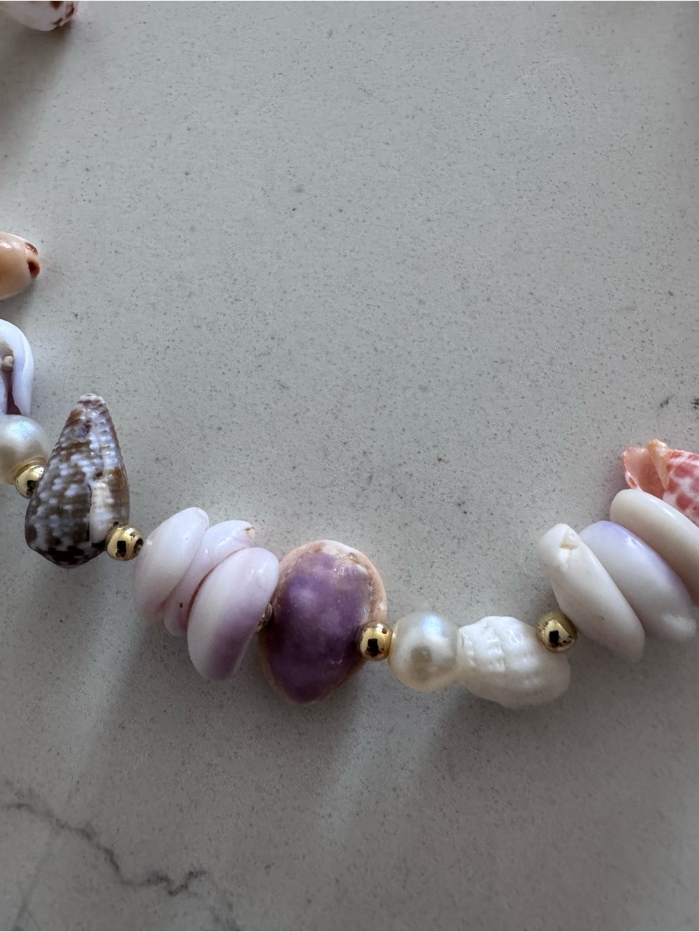 Handmade Shell & Pearl Choker Necklace - Pink & Cream - Picture 5 of 5